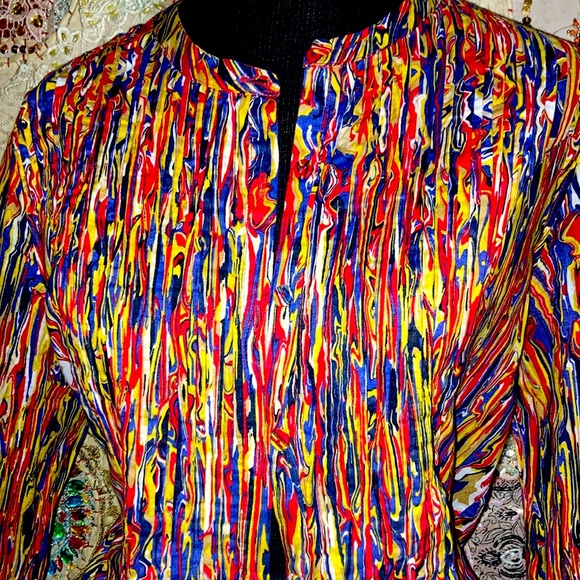 100% Cotton collarless 8 fabric matching buttons mosaic design - Picture 2 of 3